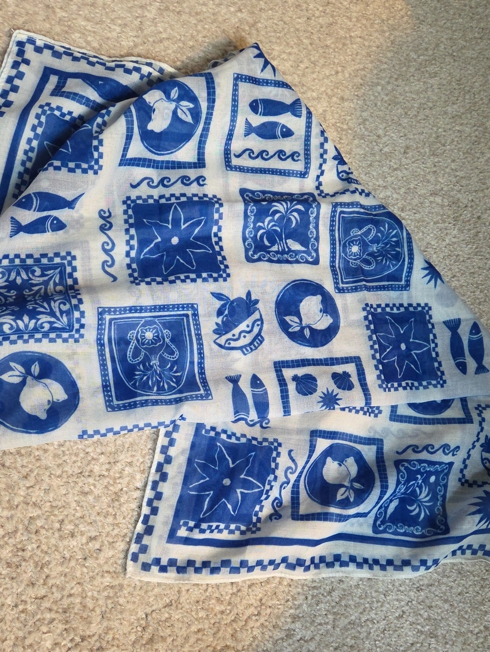 Mediterranean Print Square Bandana